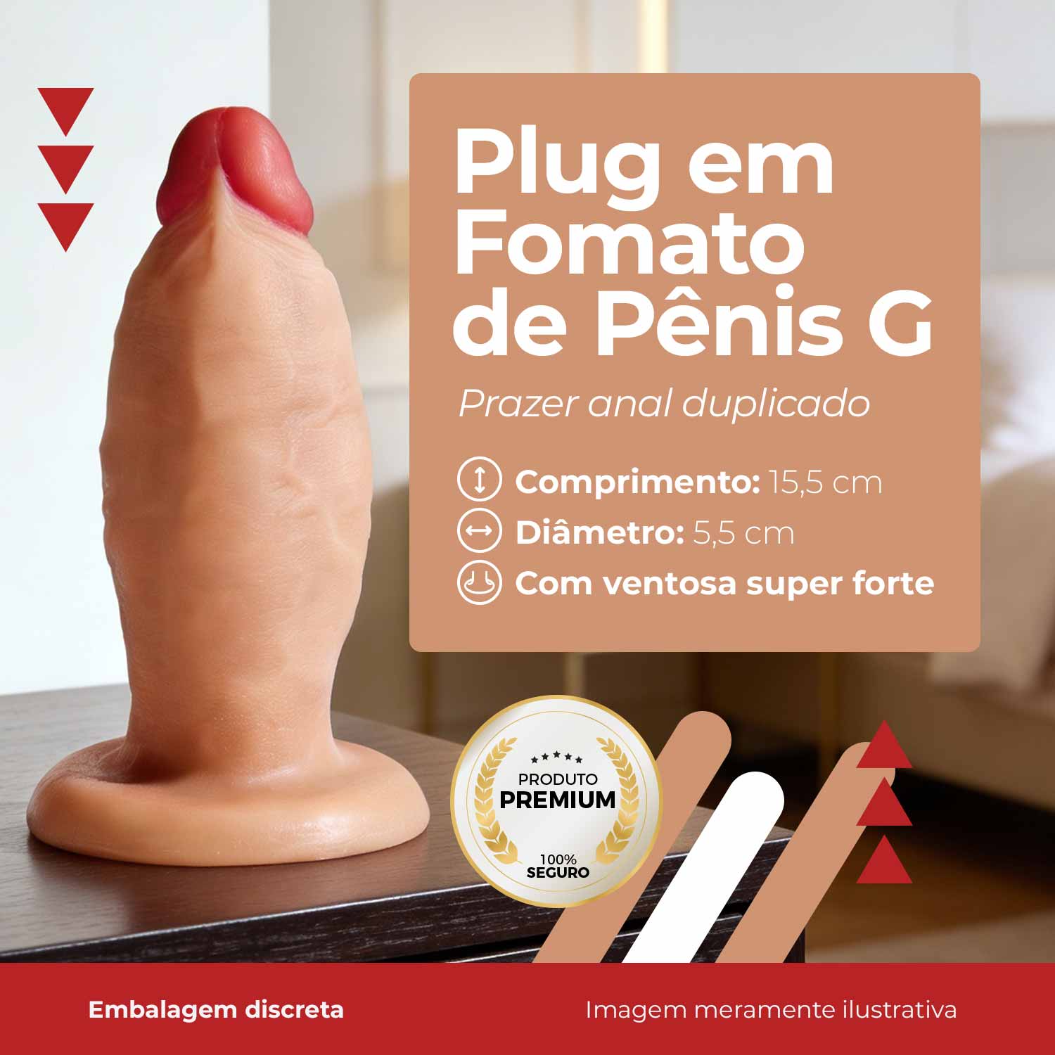 Plug Anal Realista Grande 15,5x5,5cm com Ventosa Forte (ADAO128) — foto 4