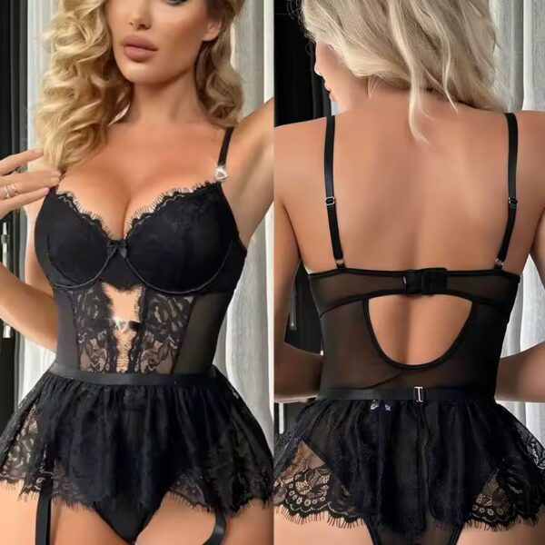 Body sexy com cinta liga - M