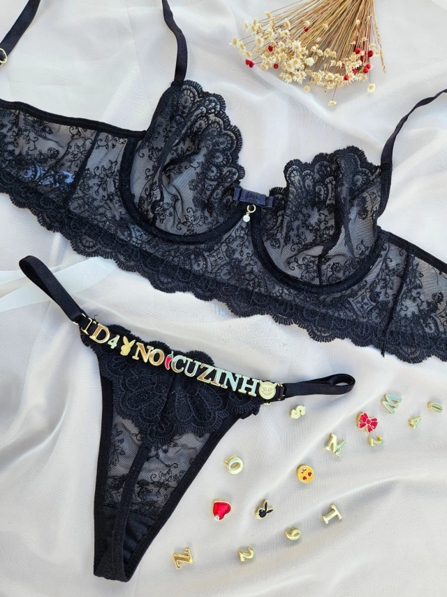 CONJUNTO em renda Personalizável (P) LETRAS NÃO INCLUSA — foto 4