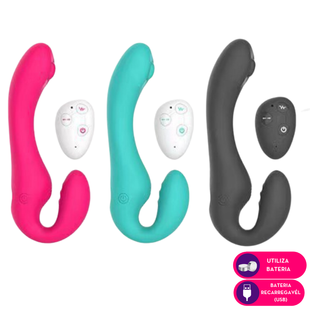 Vibrador de casal com pulsação e estimulador clitoriano (8231) verde — foto 2