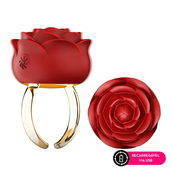Mini vibrador anel em formato de rosa (2358) recarregavel