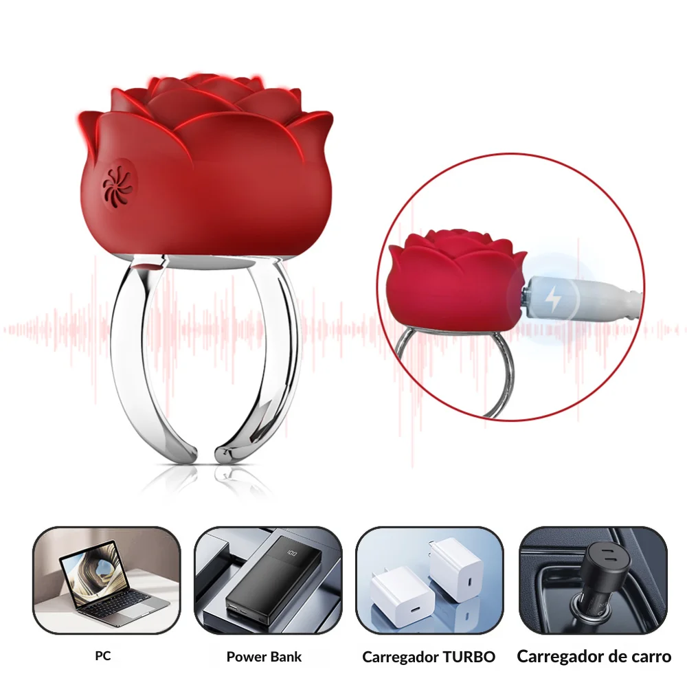 Mini vibrador anel em formato de rosa (2358) recarregavel — foto 3