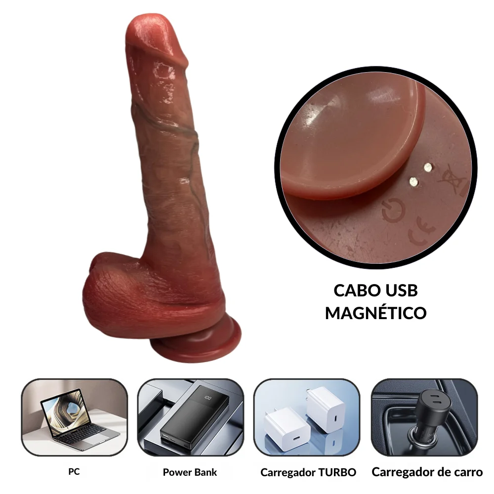 Prótese peniana vai e vem com aquecimento e controle remoto 16cm (3083) recarregável — foto 2