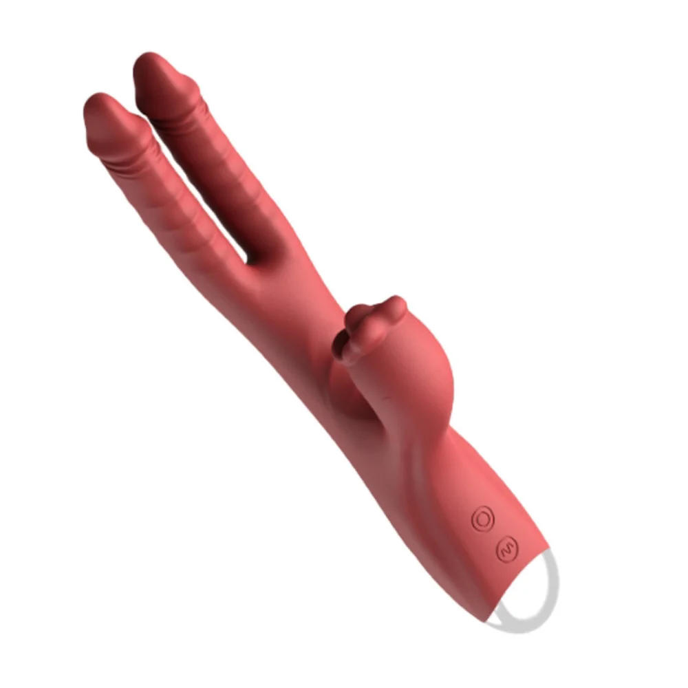 Vibrador duplo vai e vem com estimulador clitoriano (6162) recarregável — foto 4