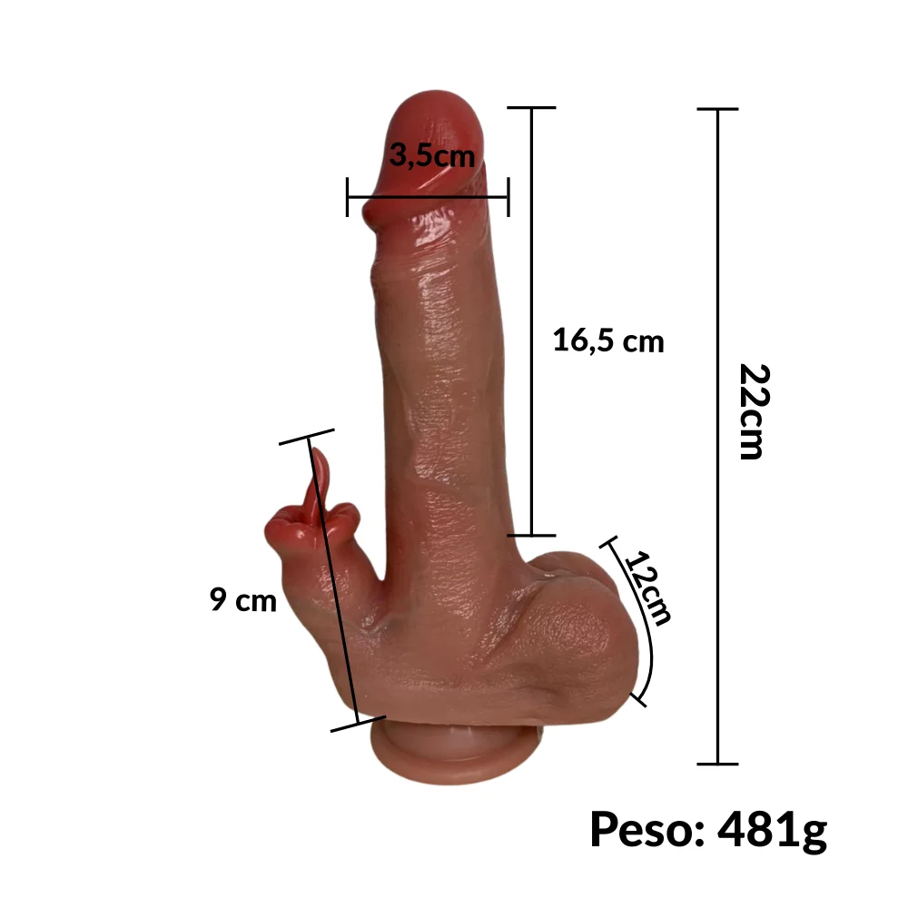 Pênis realístico com estimulador clitoriano e aquecimento 16,5cm (3128) — foto 4