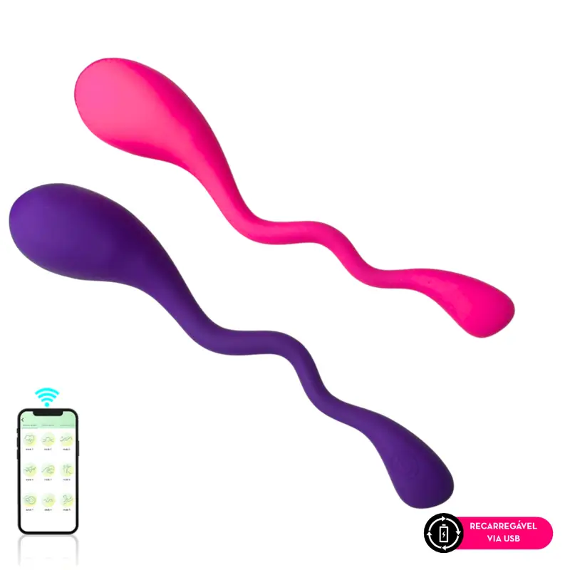 Vibrador de casal em silicone liquido por aplicativo (2033L) — foto 1