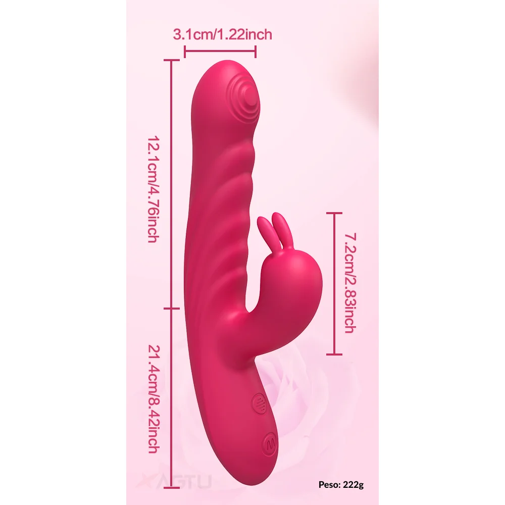 Vibrador vai e vem com estimulador clitoriano em formato rabbit (4224) recarregável — foto 3