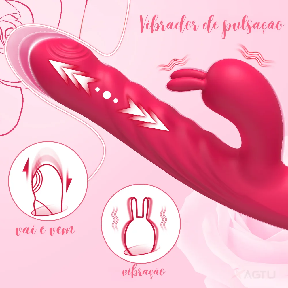 Vibrador vai e vem com estimulador clitoriano em formato rabbit (4224) recarregável — foto 2