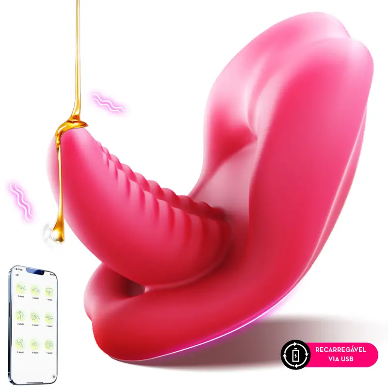 Vibrador de calcinha em formato de boca por aplicativo (3005) recarregável — foto 1