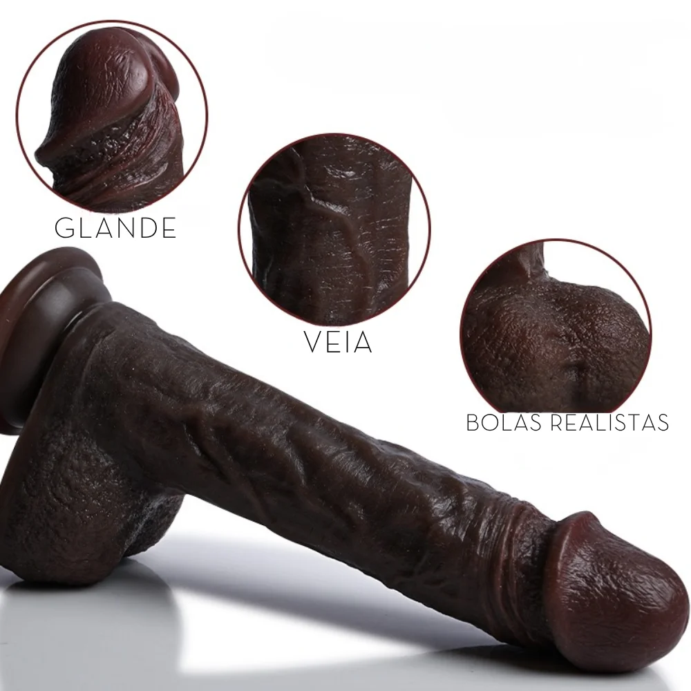 Pênis Realístico vai e vem com aquecimento e controle remoto 17cm (3052) preto — foto 2