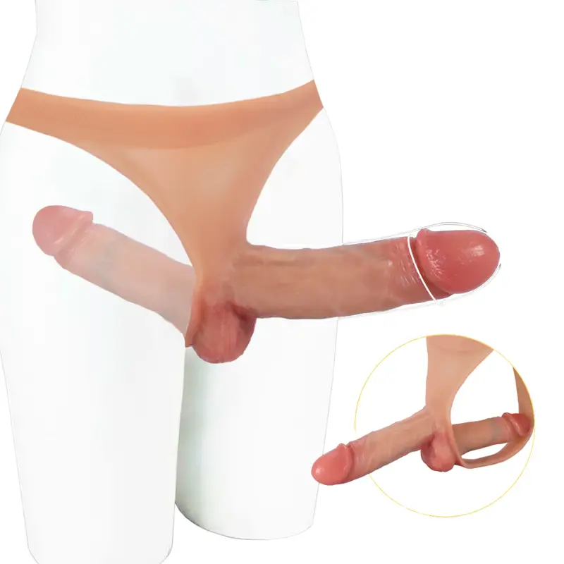 Calcinha strap-on realística com dupla penetração (2155) recarregável — foto 1