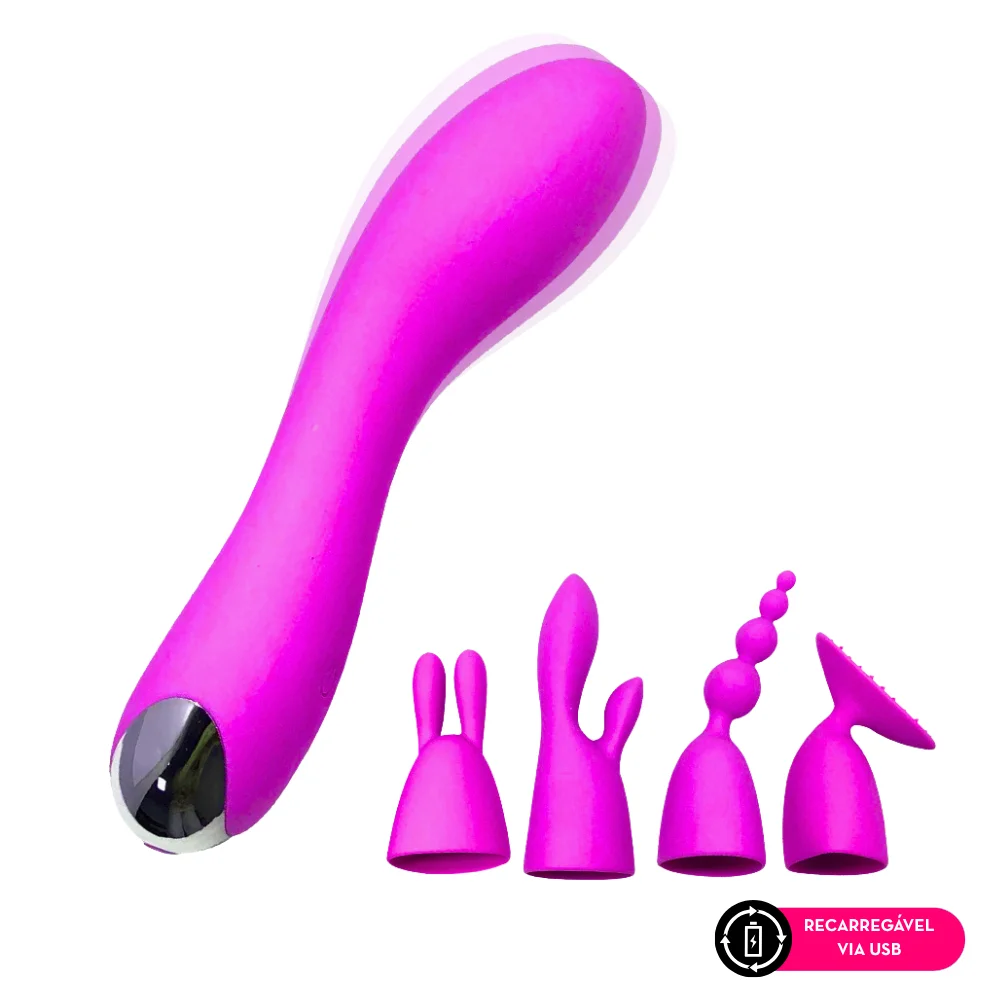Vibrador multifunções com 4 ponteiras (2854) recarregável — foto 6