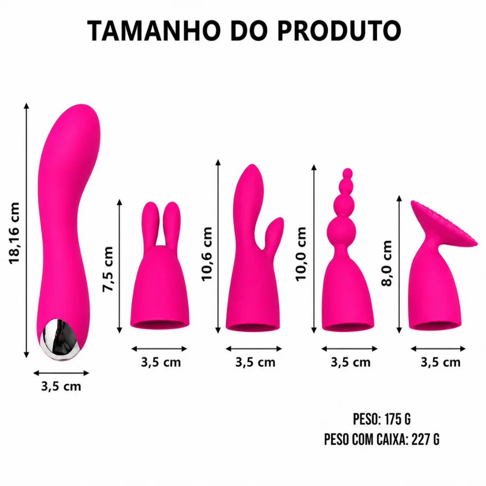 Vibrador multifunções com 4 ponteiras (2854) recarregável — foto 5