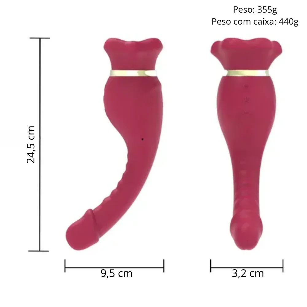 Vibrador Ponto G com Sucção e Língua Rotativa 360° (3417) recarregável — foto 10