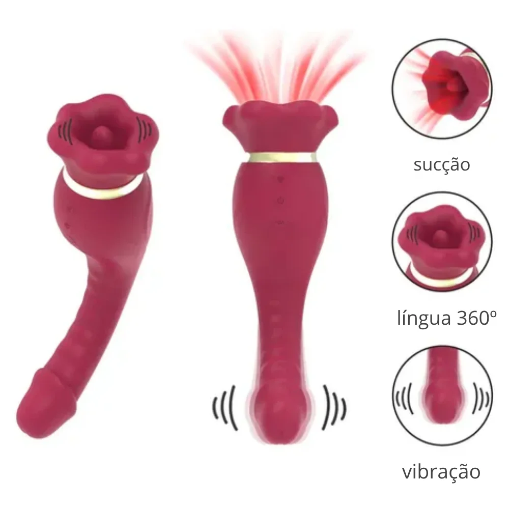 Vibrador Ponto G com Sucção e Língua Rotativa 360° (3417) recarregável — foto 8