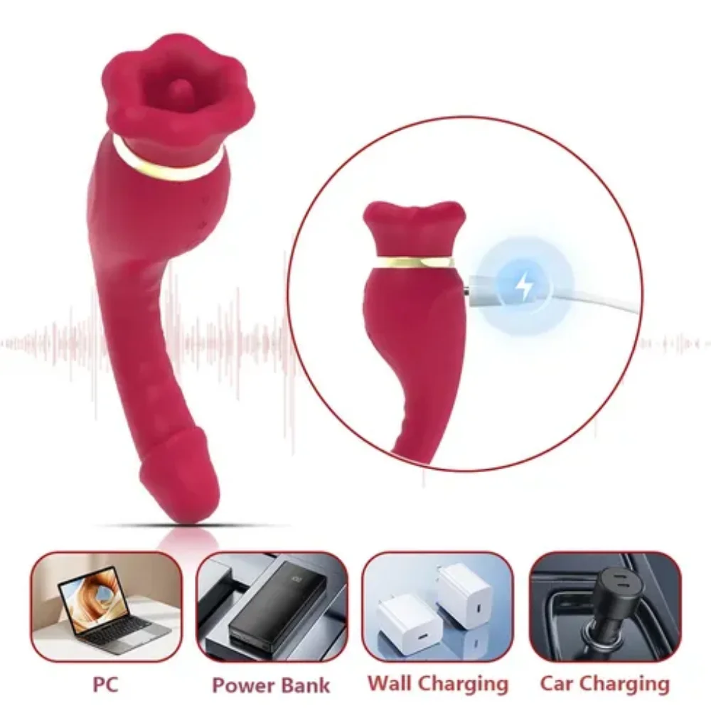 Vibrador Ponto G com Sucção e Língua Rotativa 360° (3417) recarregável — foto 6