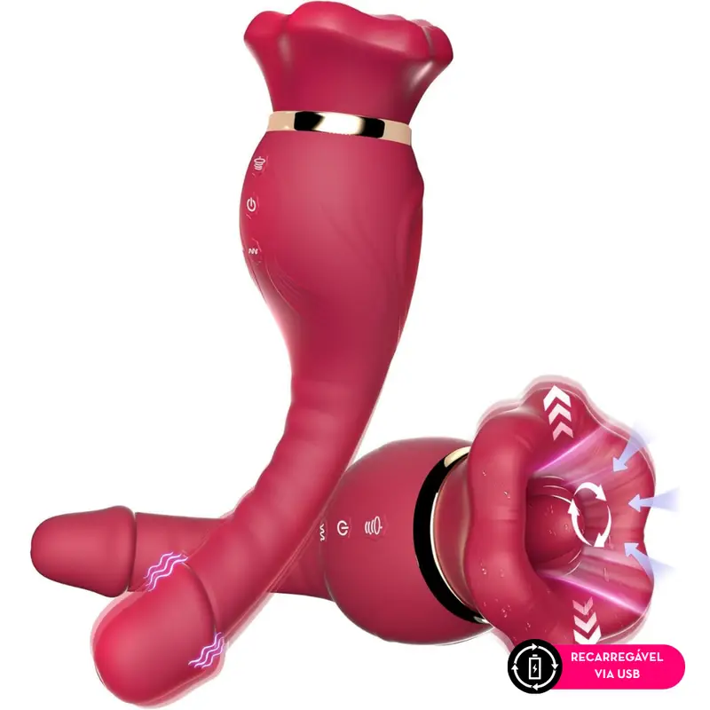 Vibrador Ponto G com Sucção e Língua Rotativa 360° (3417) recarregável — foto 1