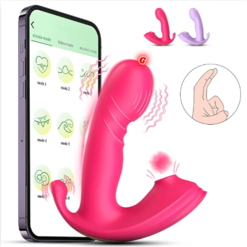 Vibrador ponto g com estimulador perineal por aplicativo (3416) recarregável