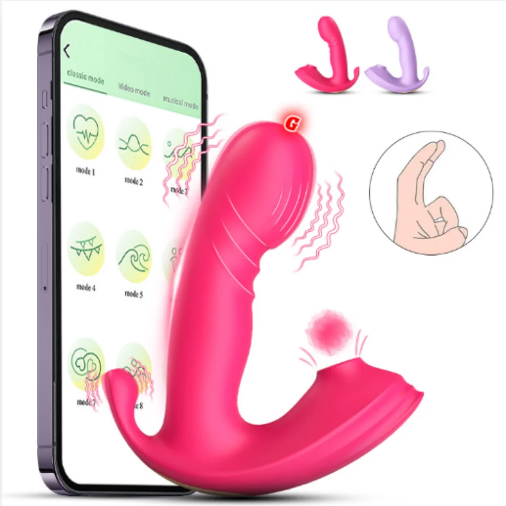 Vibrador ponto g com estimulador perineal por aplicativo (3416) recarregável — foto 1