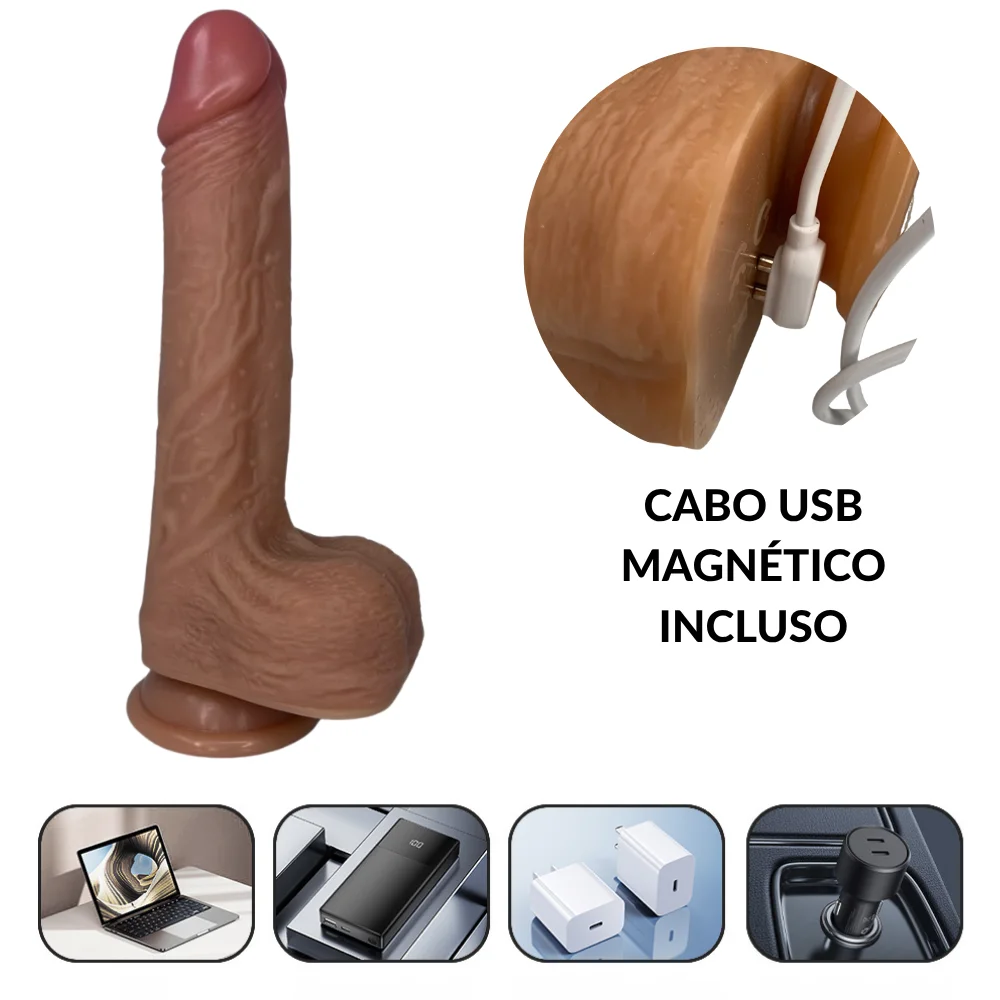 Pênis realístico silicone liquido com aquecimento e controle remoto 16cm (P6822) — foto 3