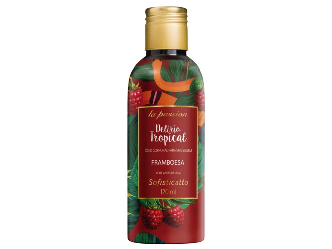 Óleo Corporal Beijável para Massagem  Delírio Tropical 120ml - framboesa
