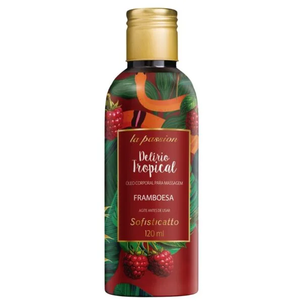 Óleo Corporal Beijável para Massagem  Delírio Tropical 120ml - framboesa