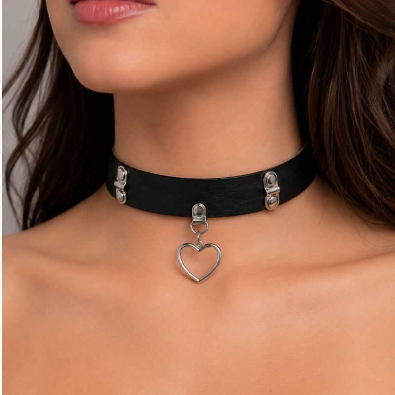 Coleira Bondage com Pingente de Coração (9478)