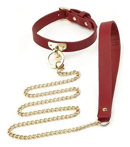 Coleira Bondage e Corrente Guia - Vermelho (8067)