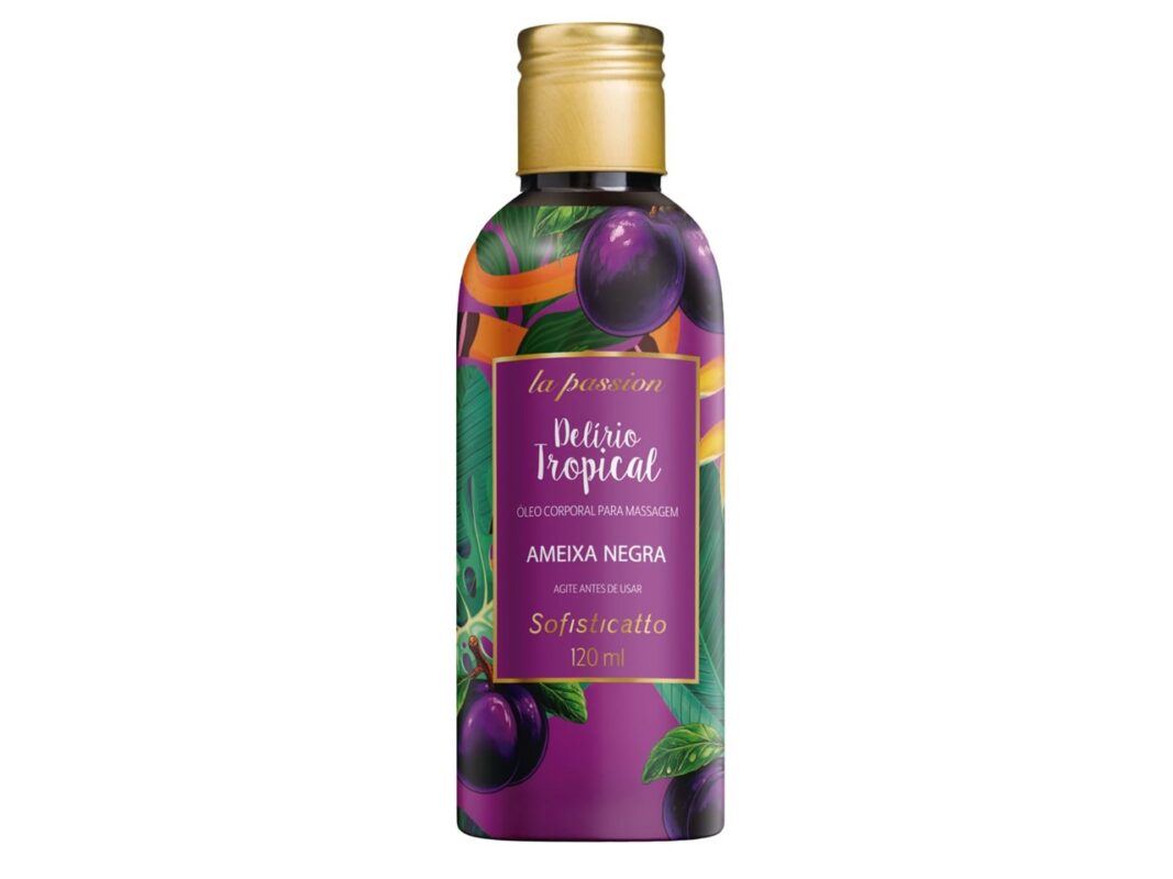 Óleo Corporal Beijável para Massagem  Delírio Tropical 120ml - ameixa negra
