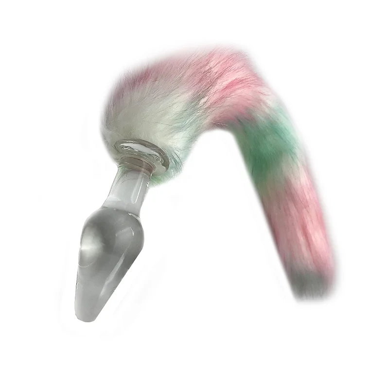 Plug Anal de Vidro com Rabo (WB40D) Rosa com Verde — foto 1