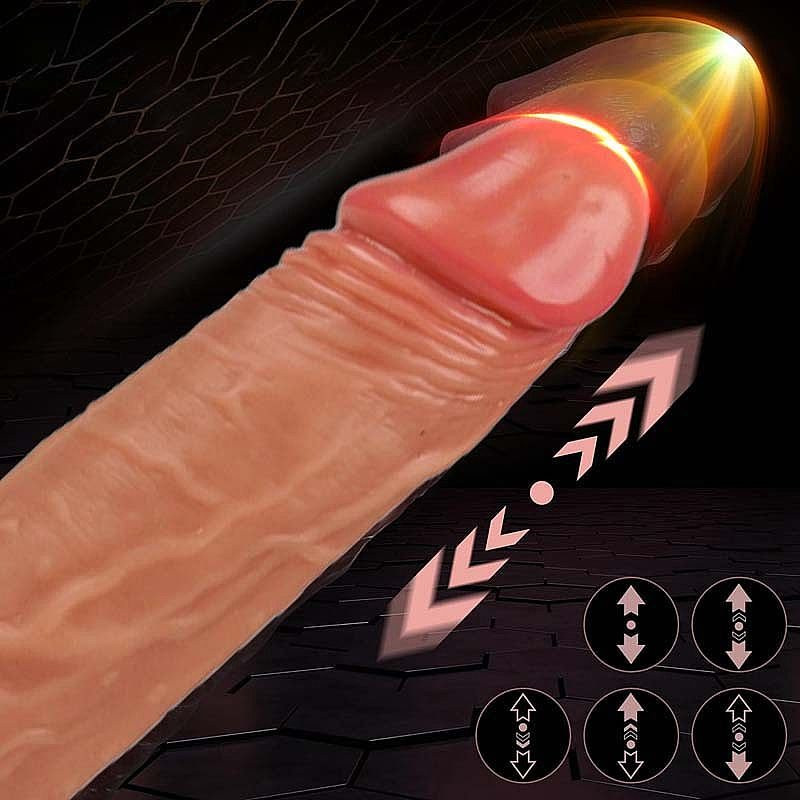 Pênis Realístico Silicone Vibro Vai e Vem Rotativo Aquecimento 21,5x4cm (8829) — foto 2