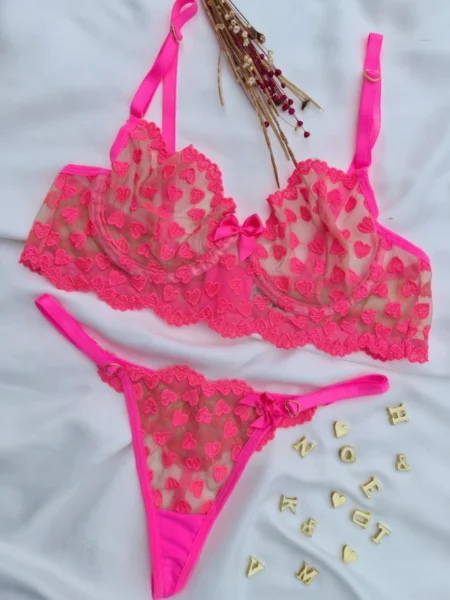Conjunto (M) com aro e renda personalizavel (letras não inclusas)