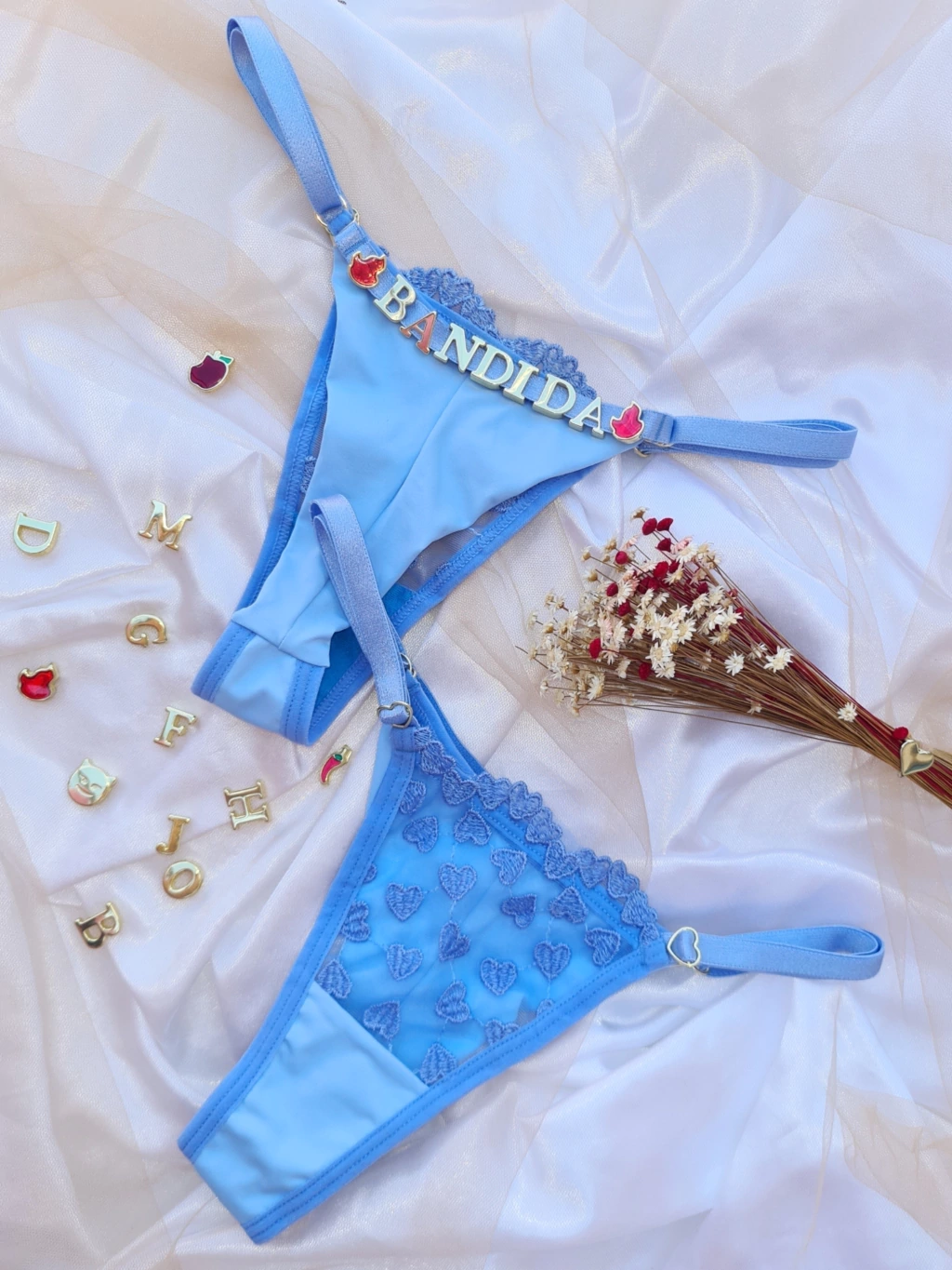 FIO PERSONALIZAVEL TULE CORAÇÃO DUPLO (letras não inclusas) — foto 1