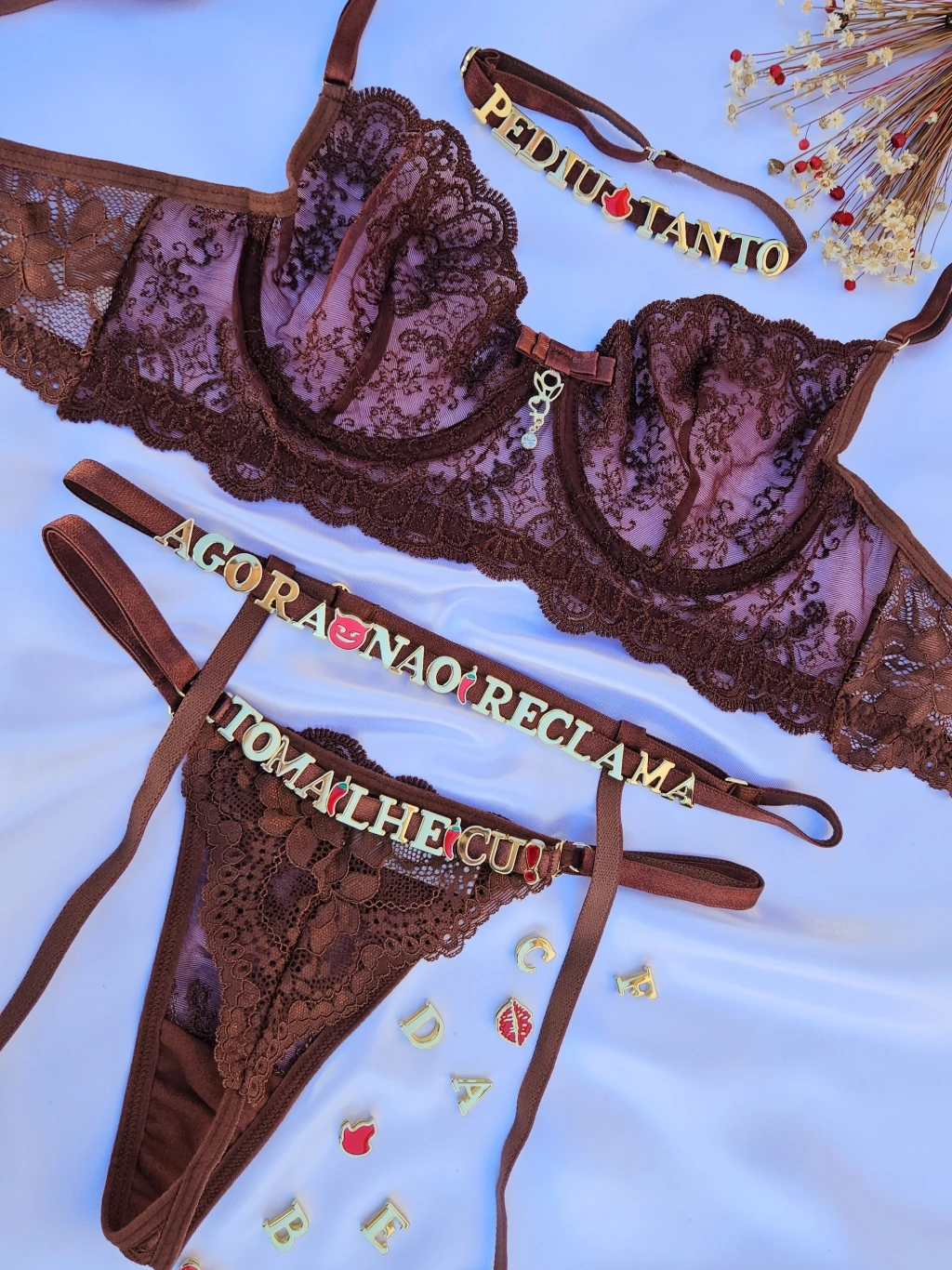 Conjunto (G) em renda personalizavel (letras não inclusas) — foto 1