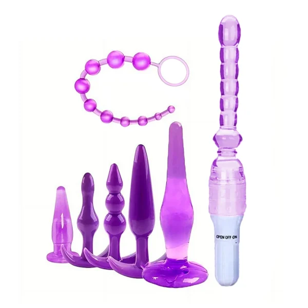 Kit 6 Plug Anal com Vibrador à Pilha (7038)