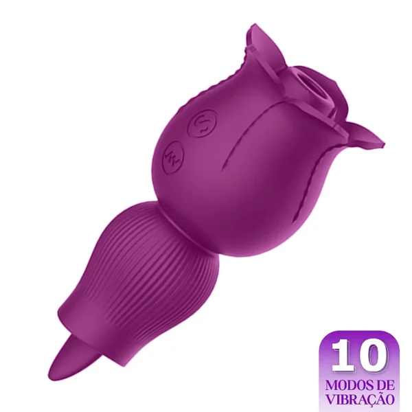 Rosa com Língua Vibratória Estimuladora e pulsador de Clitóris (DB2102)