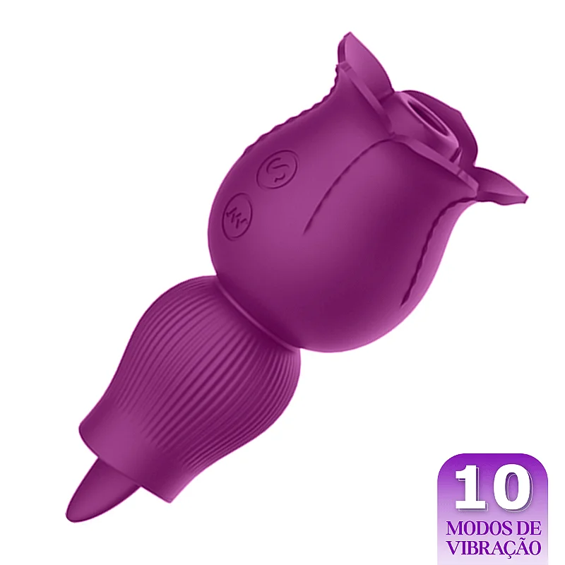 Rosa com Língua Vibratória Estimuladora e pulsador de Clitóris (DB2102)