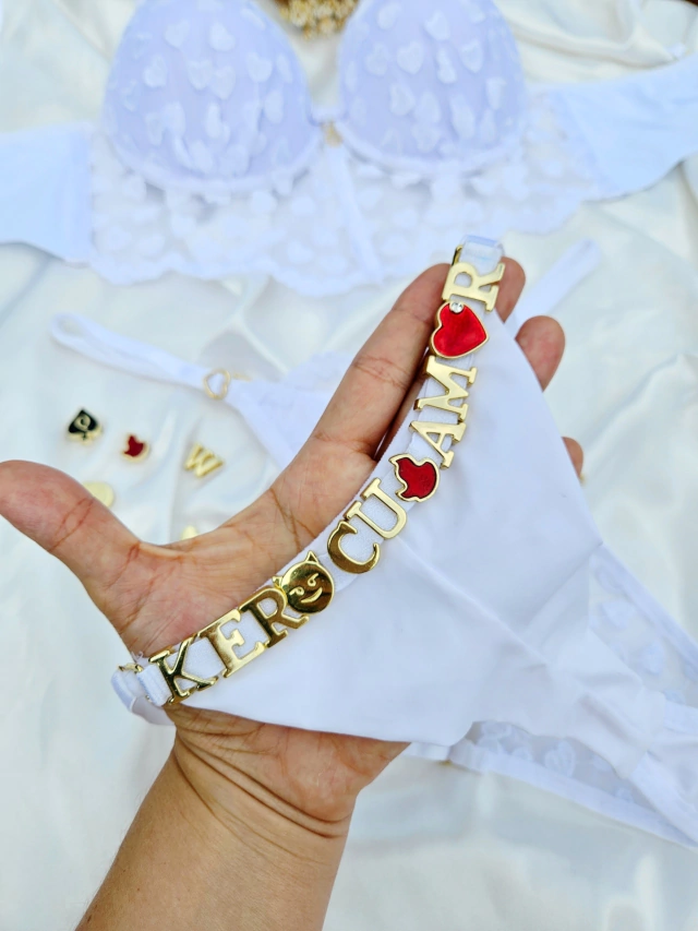 Conjunto (M) com bojo e TULE coração personalizavel (letras não inclusas) — foto 5