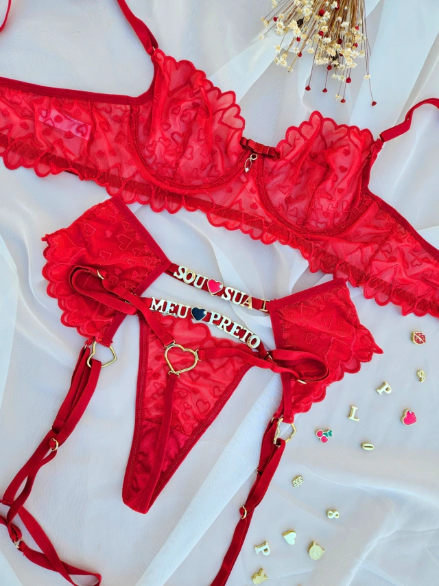 Conjunto (M) com aro e renda cinta liga personalizavel (letras não inclusas) — foto 1