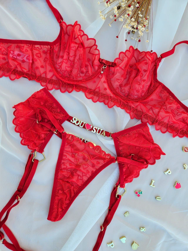 Conjunto (M) com aro e renda cinta liga personalizavel (letras não inclusas) — foto 4