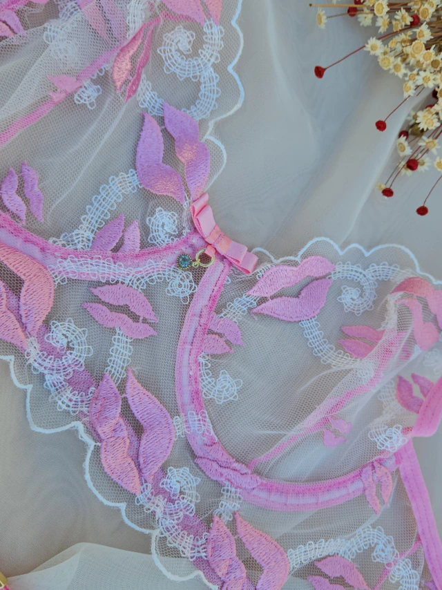 Conjunto (M) com aro e renda cinta liga personalizavel (letras não inclusas) — foto 2