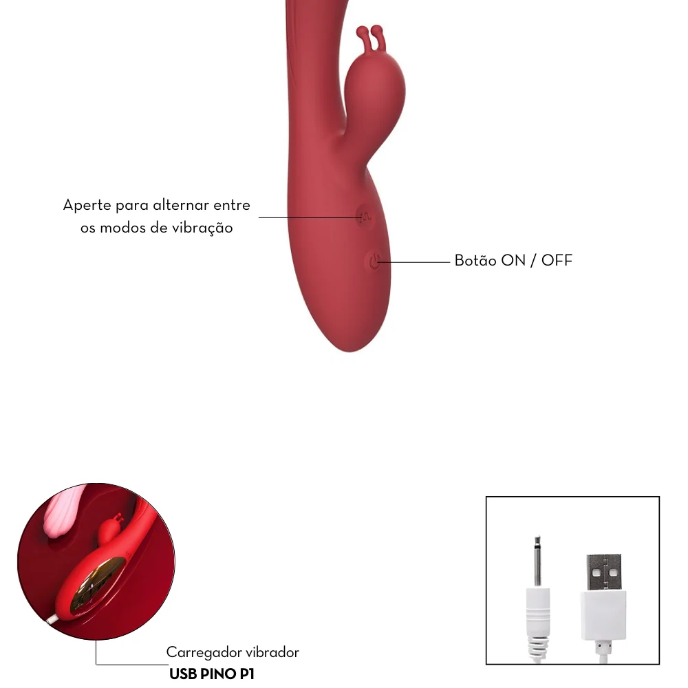 Vibrador ponto G com estimulador slug (1164) recarregável — foto 4