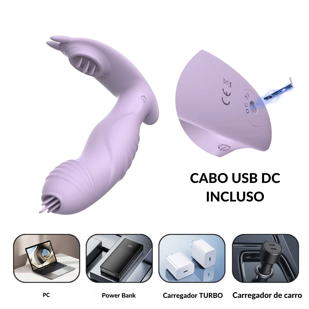 Vibrador duplo com lingua e controle remoto (3308) recarregáveis — foto 2