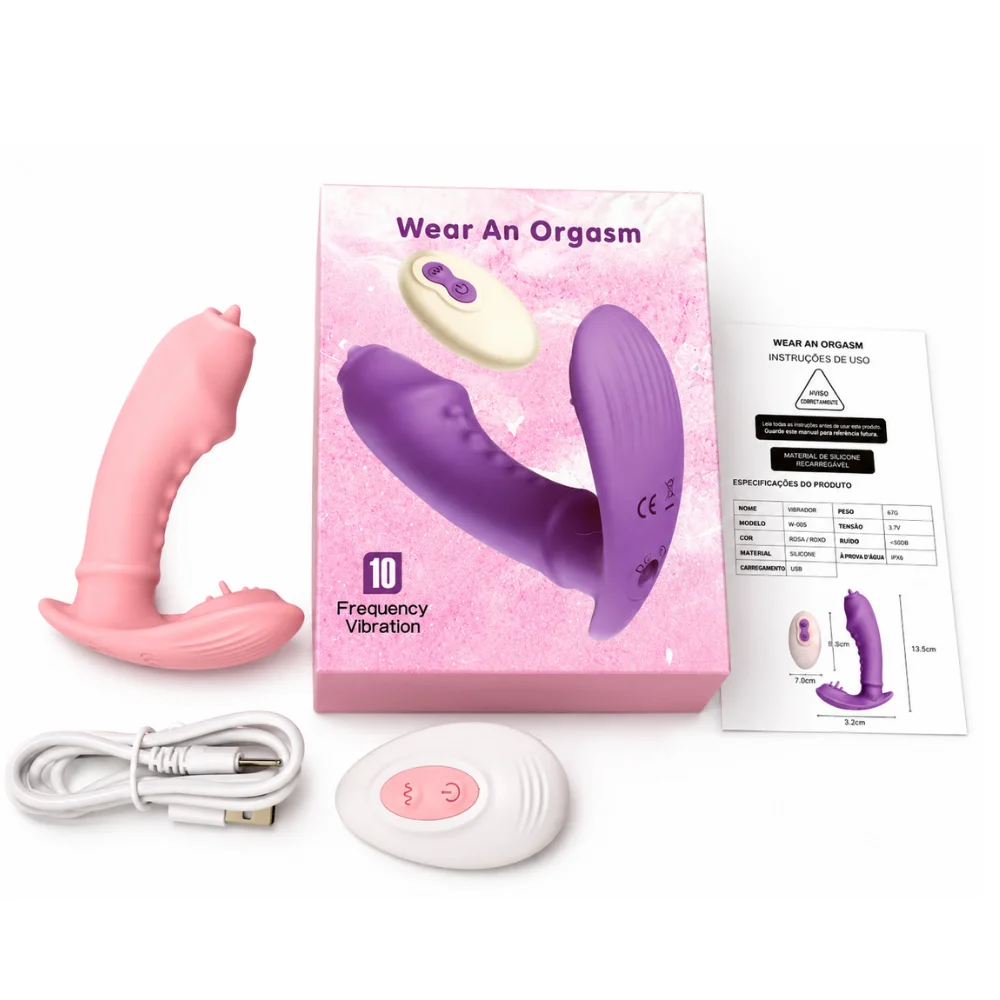 Vibrador duplo com lingua e controle remoto (3308) recarregáveis — foto 3