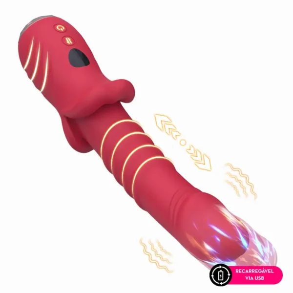Vibrador ponto G em formato glande com vai e vem (3826) recarregável