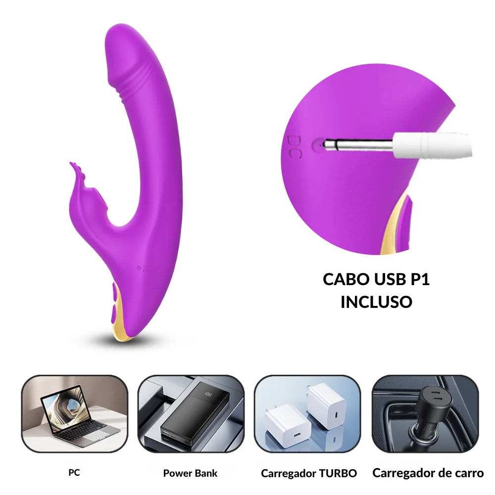 Vibrador ponto g com estimulador clitoriano (5248) recarregável — foto 3