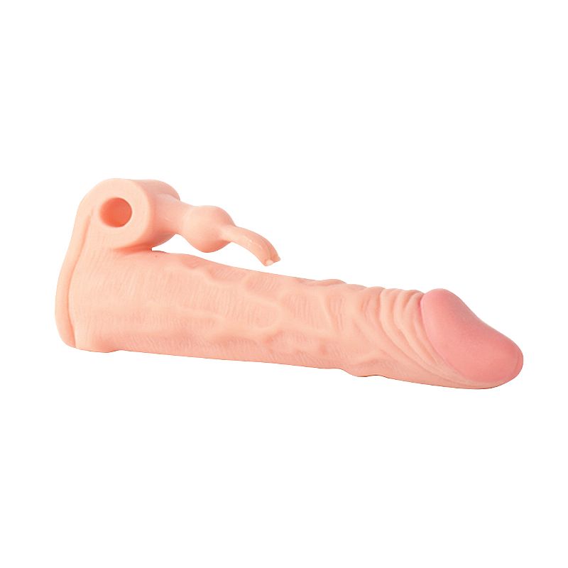 Capa Peniana com Vibrador 17,5x3,0 (7527) bege com a glande rosada — foto 3