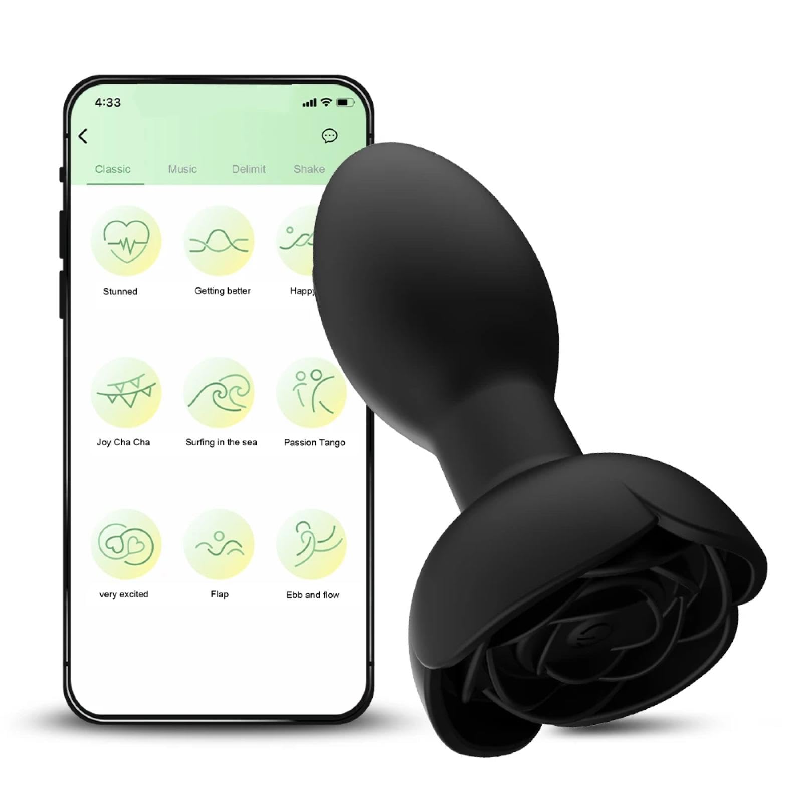 Plug Anal Rosa Giratória com Vibração e Aplicativo de celular (db-031) preto — foto 1