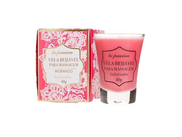 Vela Beijável para Massagem La Passion 40g - Morango