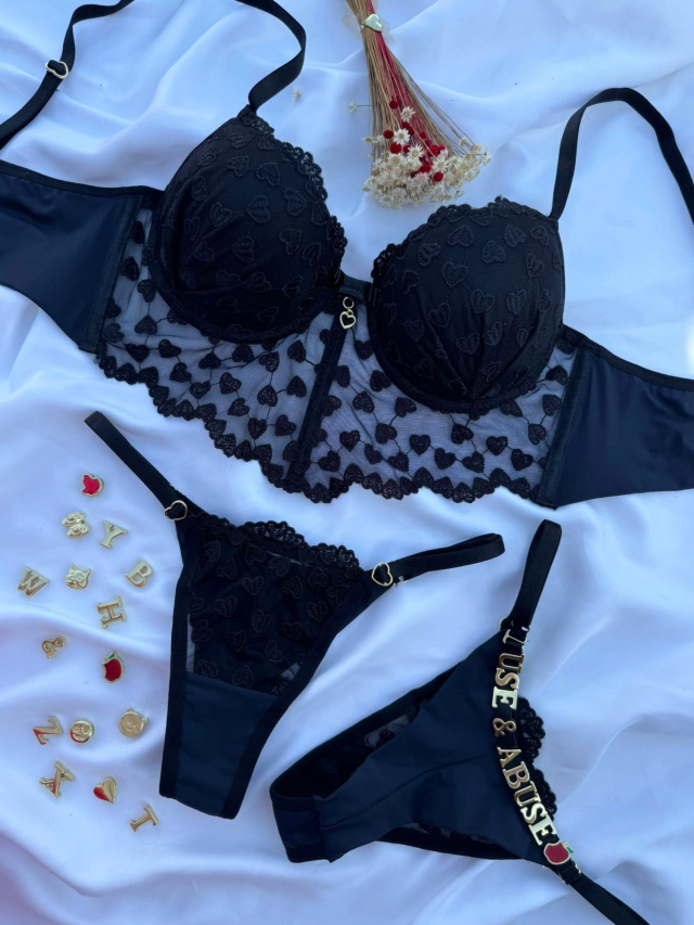 Conjunto (GG) com bojo e TULE coração personalizavel (letras não inclusas) — foto 2